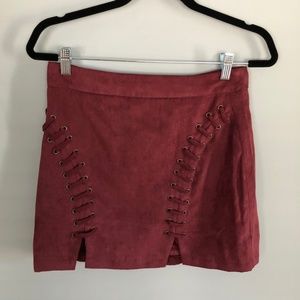 Maroon Suade Mini Skirt